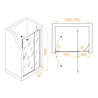 Душевая дверь RGW LE-004Gr 351200411-110 110см серый